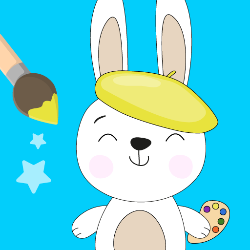 Bunny with coloring brush icon